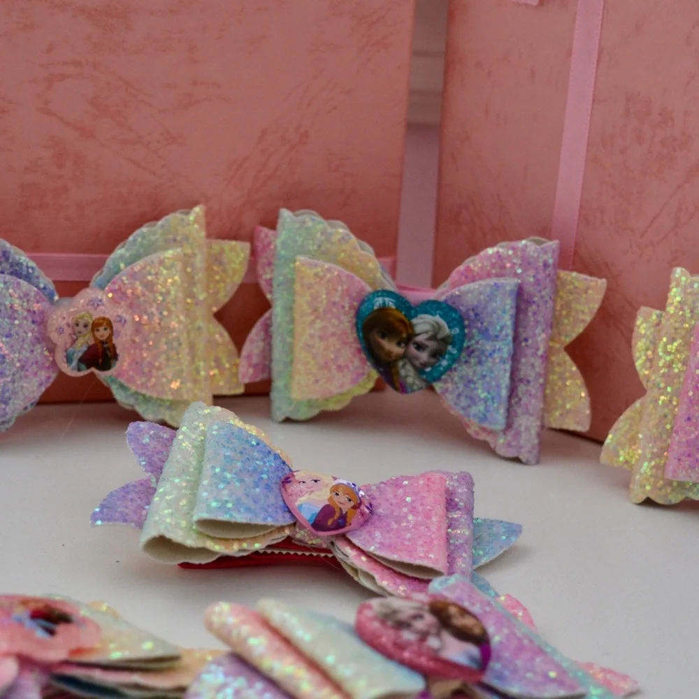 Frozen Elsa/Anna Sparkly Cute Clip Bow
